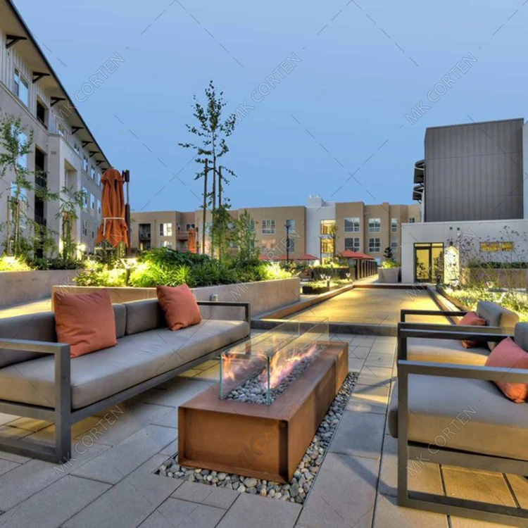 Simple Modern Style Corten Steel Metal Fire Pit Brazier