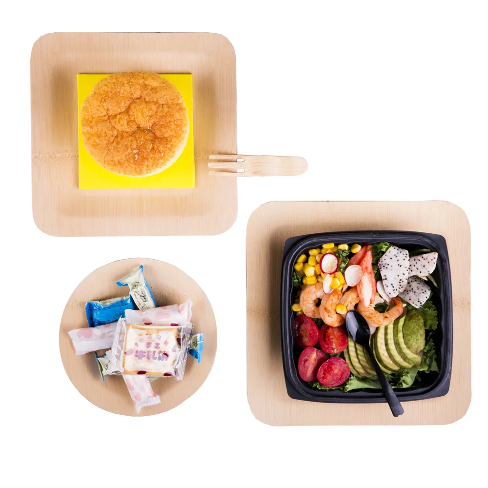 Biodegradable Large Designer Disposable Bamboo palm leaf fondue Plate/Dishes for Party Wedding Dessert Food Charger