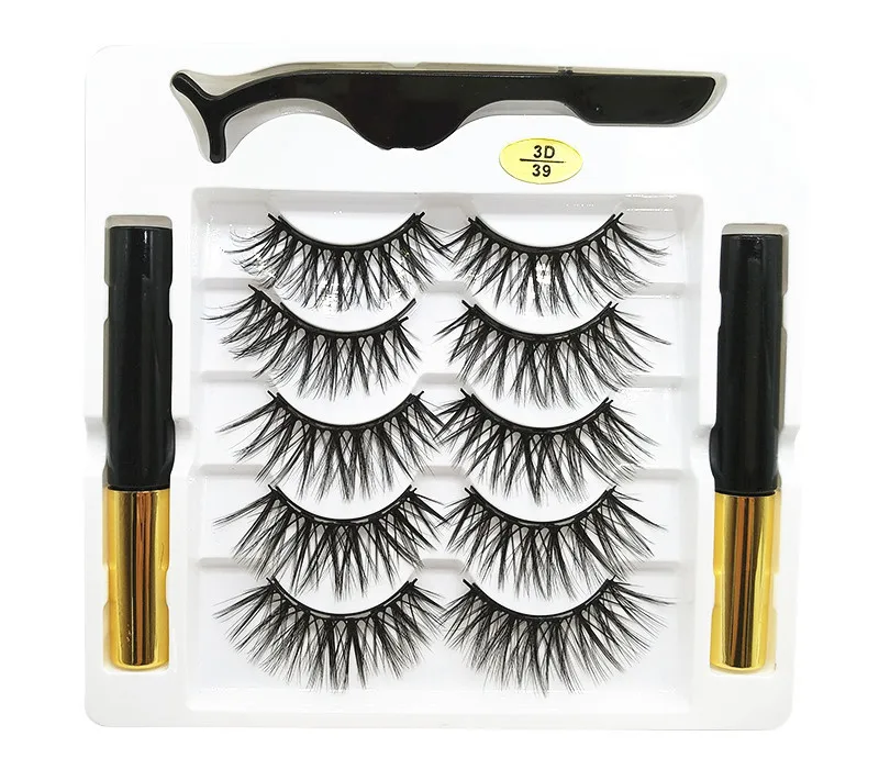
Magnetic Lashes Magnetic Liquid Eyeliner Five Magnet Eyelash Set With Tweezers Magnetic False Eyelash 