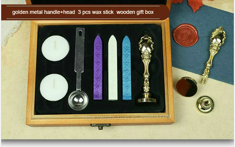 China Factory Wholesale Wooden Wax Seal Stamp & Stick Set