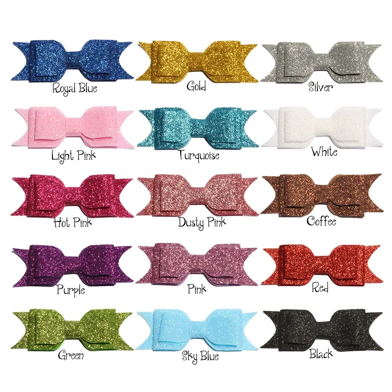 50PCS/Bag Newborn Three Layers Glitter Gold Powder Hair Bows for Hair Clips Handmade Shiny Hairbows for Girls Hair Accessories