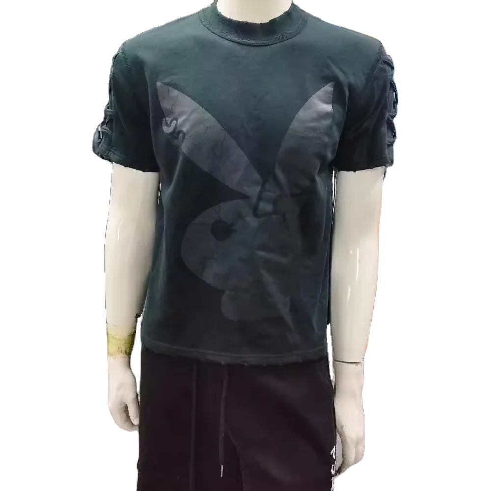 Hot Sale fashion crewneck Custom T Shirt Unisex Cotton Screen Print  Pattern  black t shirt