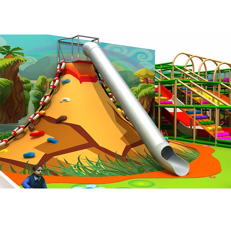 Customized fun children play slide, durable heavy duty plastic volcano slide