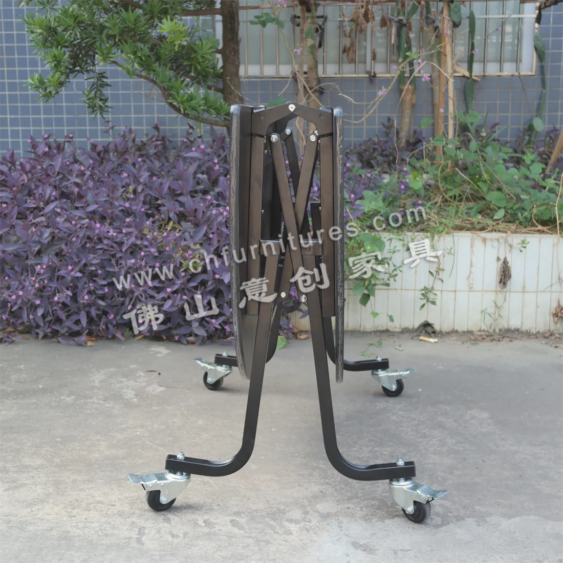 Manufacturer buffet table HPL metal folding hotel banquet tables with roller