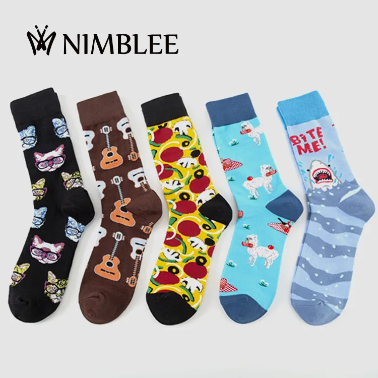 High quality custom cute funny novelty popular trendy cotton organic crew fashion socks
