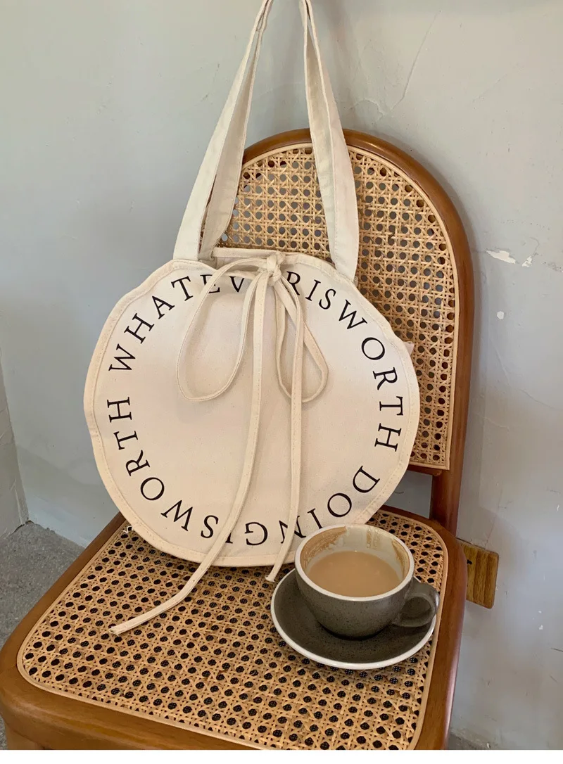 Customized Blank Canvas Bags,Unique Round Cheap Letter Tote Cotton Bags,High Quality Canvas Blank Tote Bag