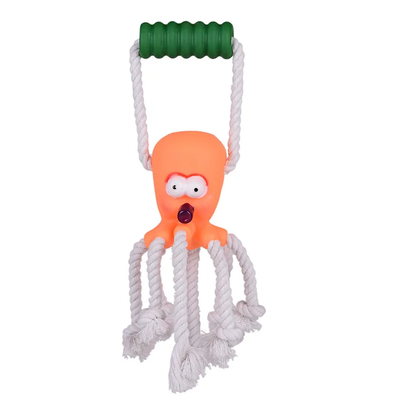 Factory custom dog toy Sound rope knot pet gnaw toy Octopus glue molar toy dog supplies