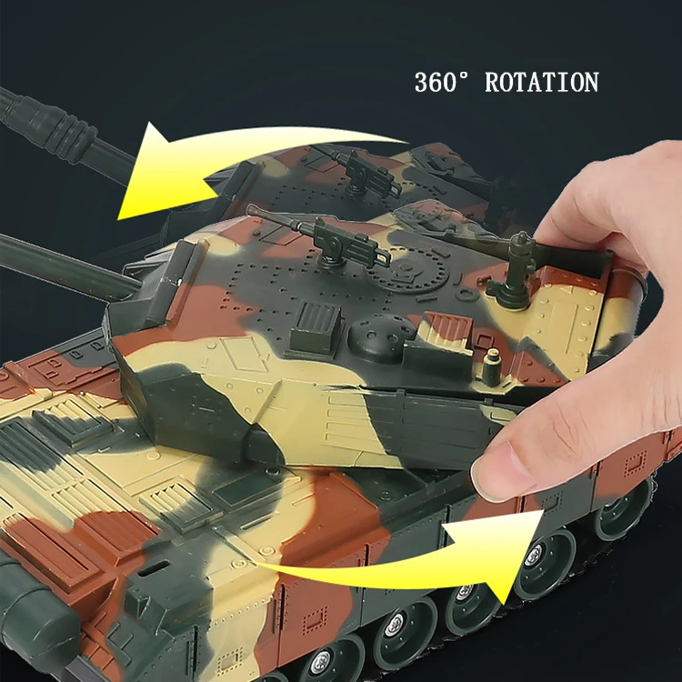 Children High quality 2.4GHz Simulation RC Tank With Music Lights Remote Control Radio Fight Toy Military Model for Kids