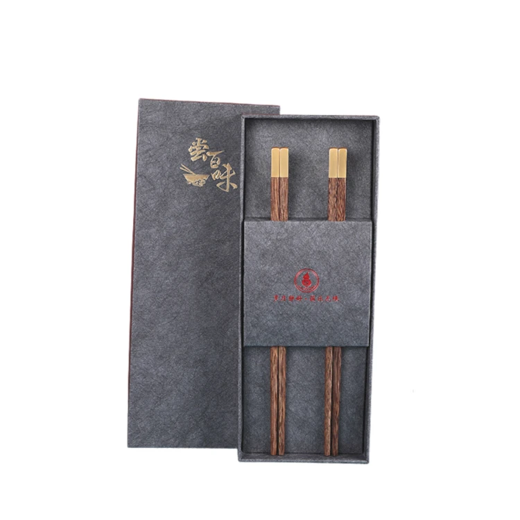 Environmental protection wooden chopsticks silk printing Fu metal head 2 double gift box