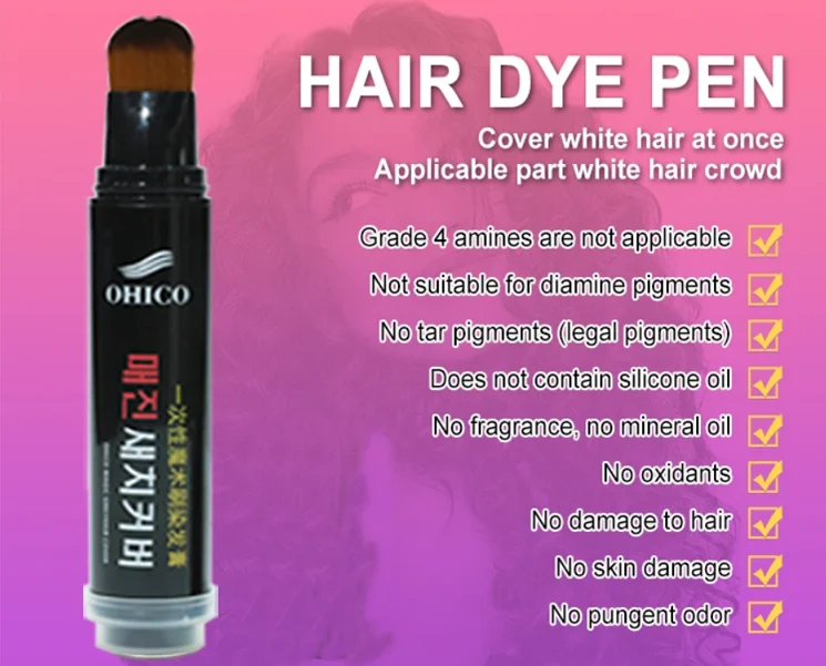 Private Label Wholesale Brightening Hair Dye Pen Brown Color Temporary Stick Hairs Touch Up Pens