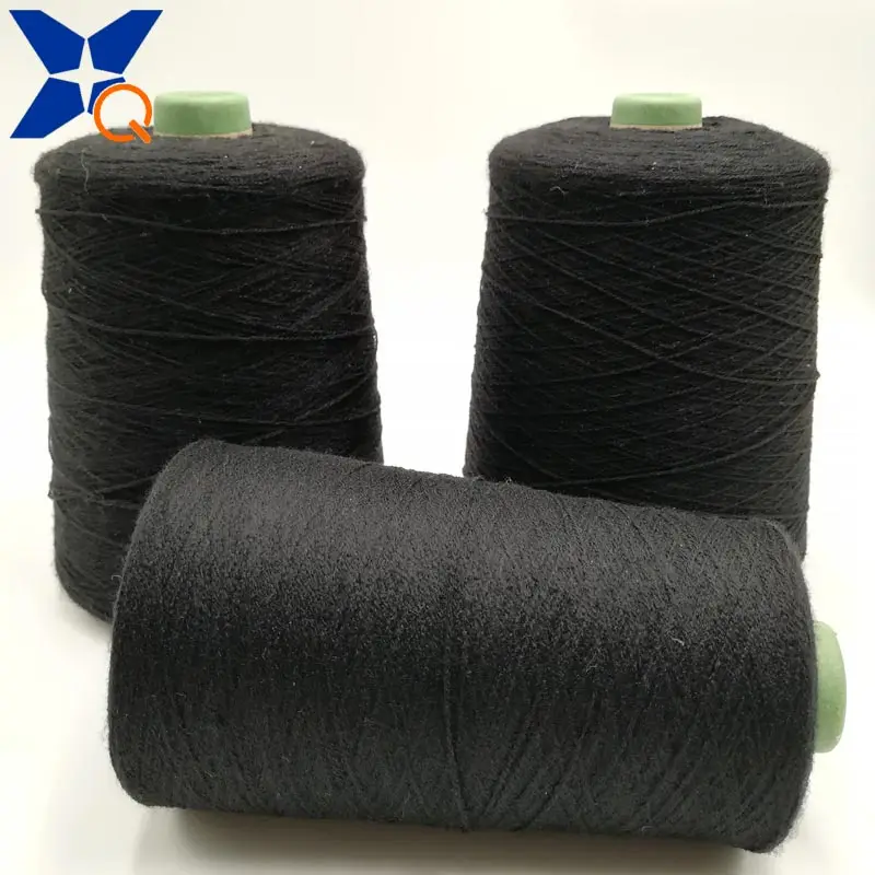 Pure black Nm26/2plies 15% carbon inside staple fiber blended 85% bulky acrylic  knitting touchscreen