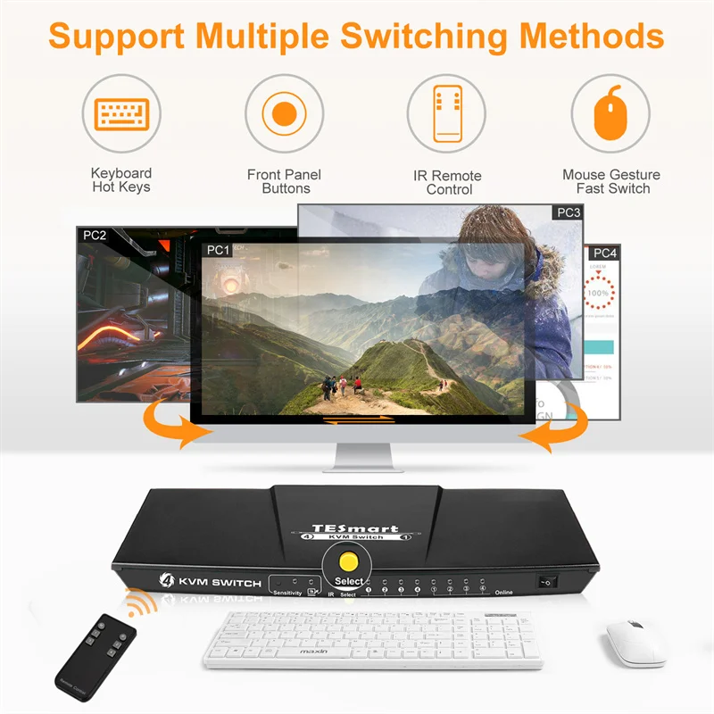 CE FCC 4 Port USB Printer Sharing Switch with KVM Function