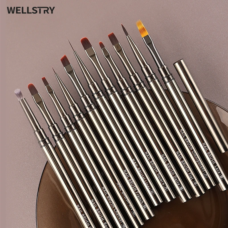 Nail Brush Clear Acrylic Handle For Manicure UV Gel Extension Pen Nail Art Polish Painting Drawing Brush Liner Nail Brush Set
