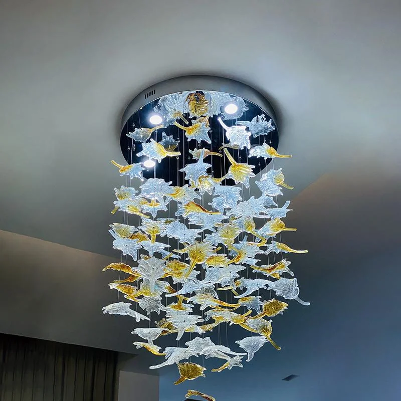 maple leaf chandelier 2021 hotel pendant light chandeliers hotel leaf pendant lamp lobby maple leaf chandelier