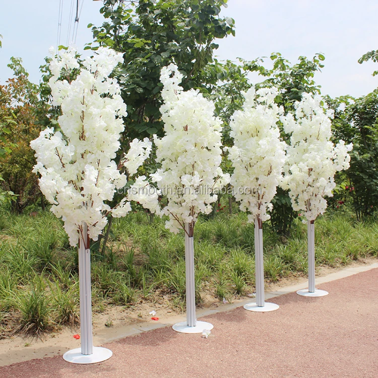 New Trend Wedding Table Centerpiece Ornament Tree Silk Artificial Cherry Blossom Tree For Wedding Ceremony Decoration