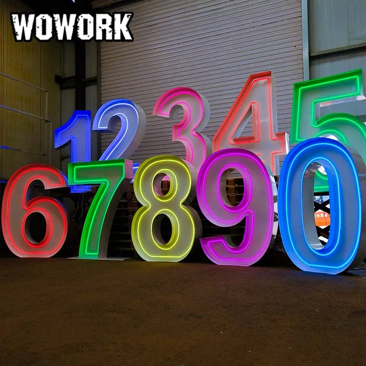 WOWORK 4 фута 5 футов большой металлический неоновый шатер с буквами подсветка индивидуальным логотипом для продажи украшение свадебного мероприятия