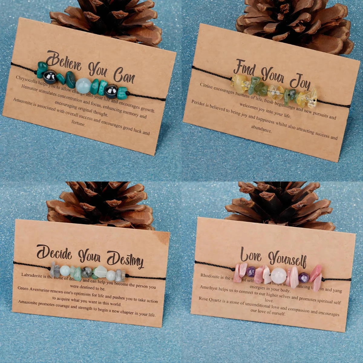 2024 Fortune Wish Spiritual Friendship Elastic Gemstone Crystals Beaded Healing Stones Bracelet