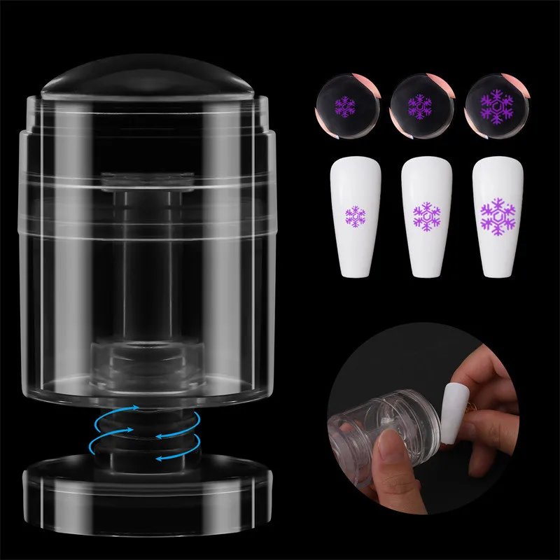 New arrive nail art stamper Rotatable transparent stamper multi-functional size conversion pattern nail tools