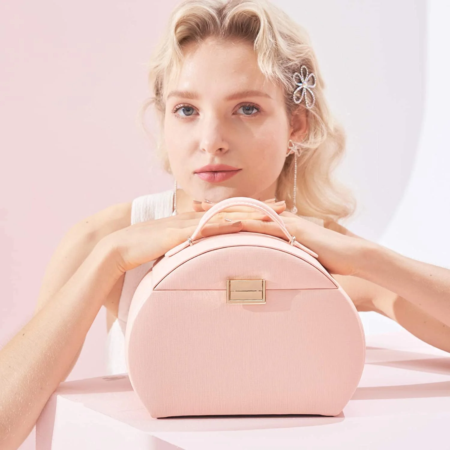 Оптовая продажа розовый браслет из искусственной кожи серьги ожерелье кольцо шкатулка для ювелирных изделий с логотипом от нидерландской команды дизайна потрясающий подарок девушек