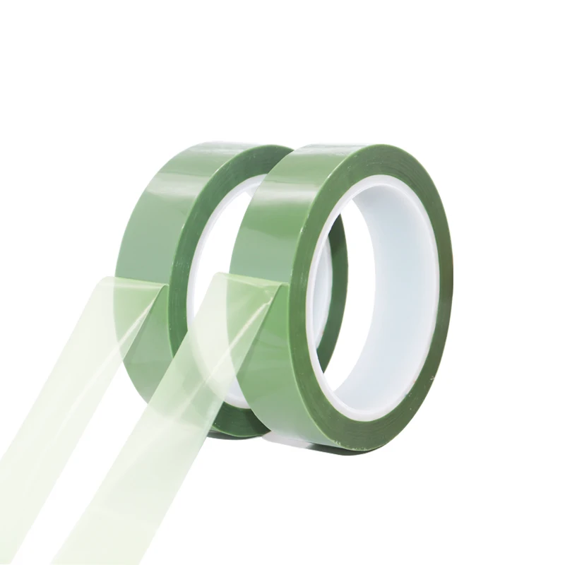 Factory Supply Heat Resistant Silicone Adhesive Tape 25mm 50mm For Lithium Battery Packing High Temperature Green PET Tape