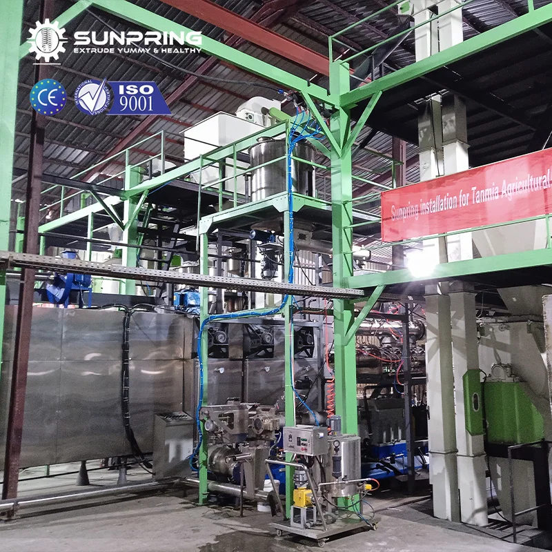 SunPring fish feed manufacturing extruder fish feed process machinery floating fish feed production line