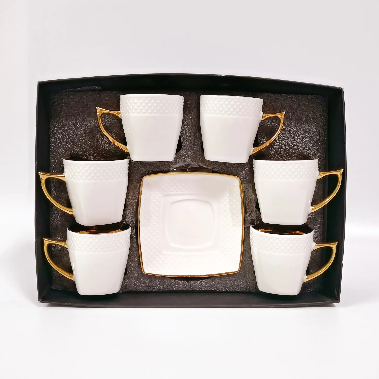 Middle East export espresso drinkware ceramic coffee cup and saucer set creative love plate small capacity teacup set wholesale