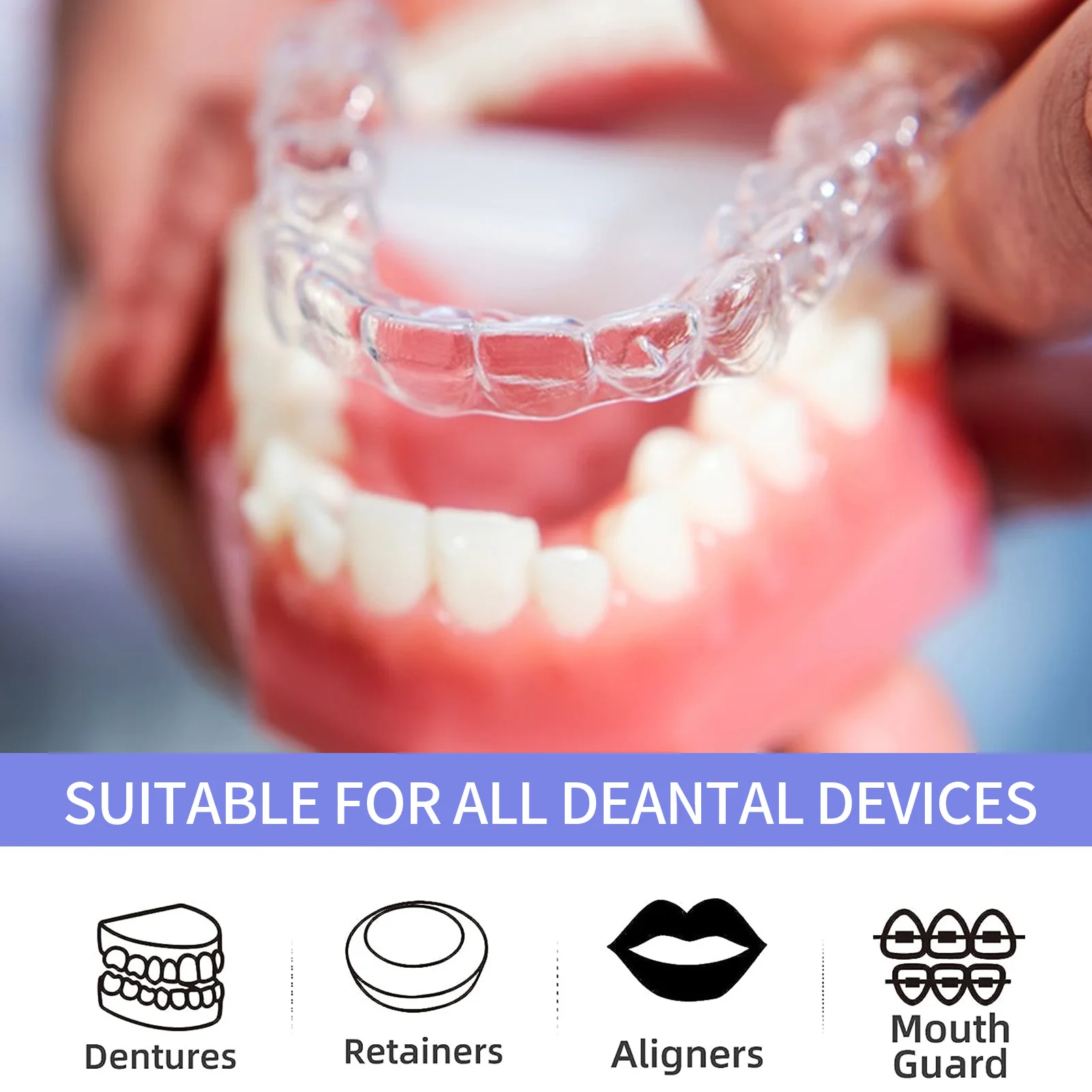 Teeth Retainer Cleaner Denture Cleaning Tablet for Cleaning Mouth Guard Removable Dental Appliances