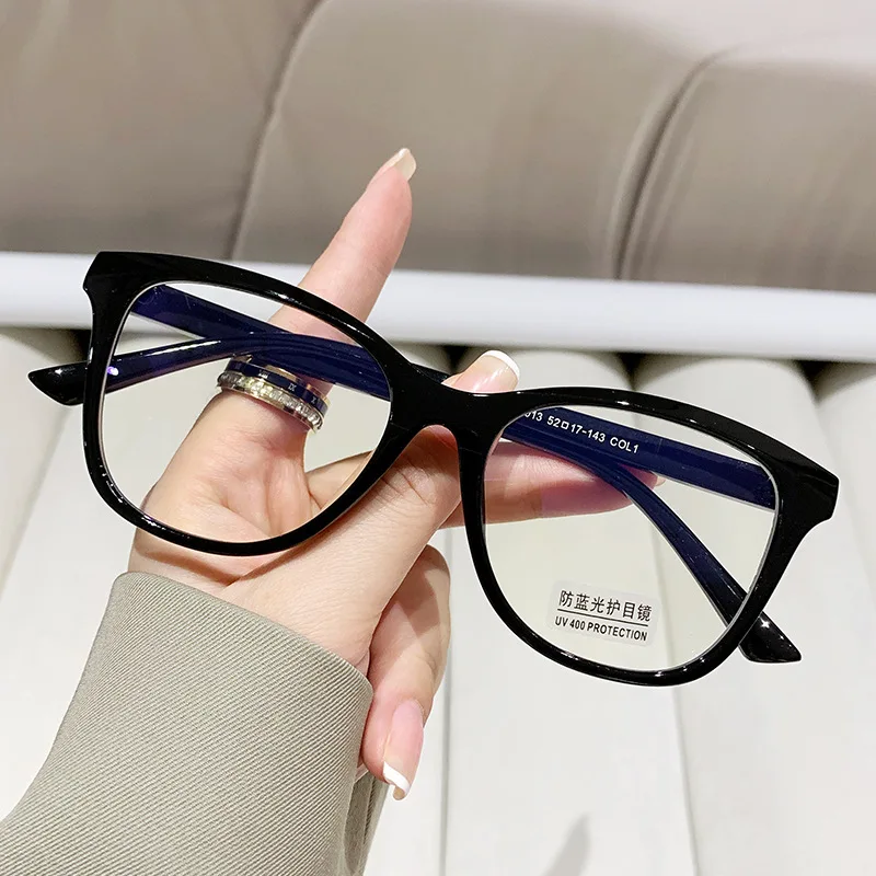 Fashion Cat Eye Eyewear Color Blocking Optical Eyeglasses Frame Computer Gaming Eye Protection Anti Blue Light Flat Glasses