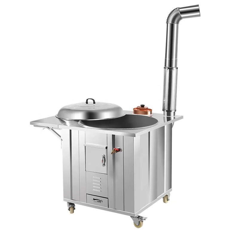 Firewood stove, burning wood, 304 stainless steel thickened ground stove, household rural iron pot, stewing, outdoor