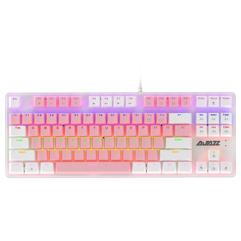 Ajazz AK40-87 keys Rainbow lights Gaming Mechanical Keyboard Manufacturer 87 PBT Keys Mechanical Gaming Keyboard Computer