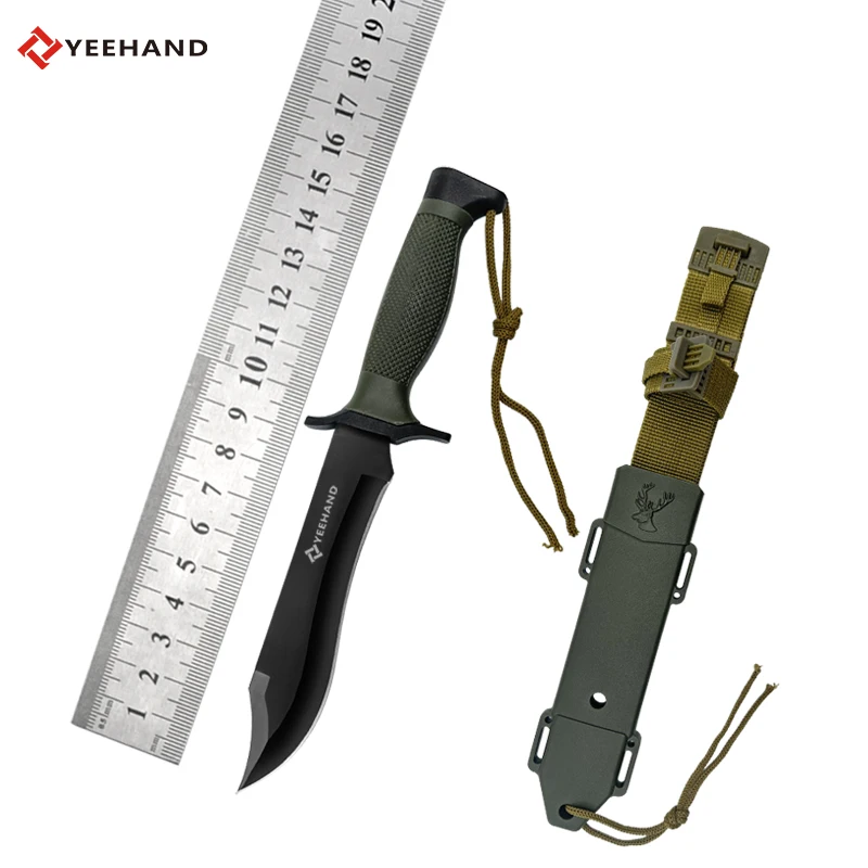 Hot sale oem survival fixed blade knives green handle self defence knife hunting knife fixed blade