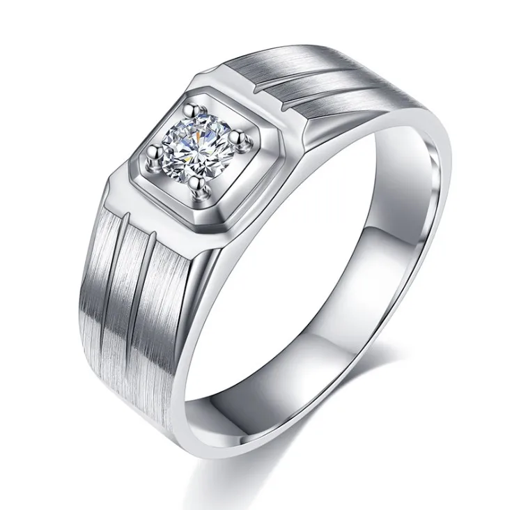 Mens Moissanite Ring PT950 Gold Filled Man Ring Soliatire Diamond Silver Ring 925 Man