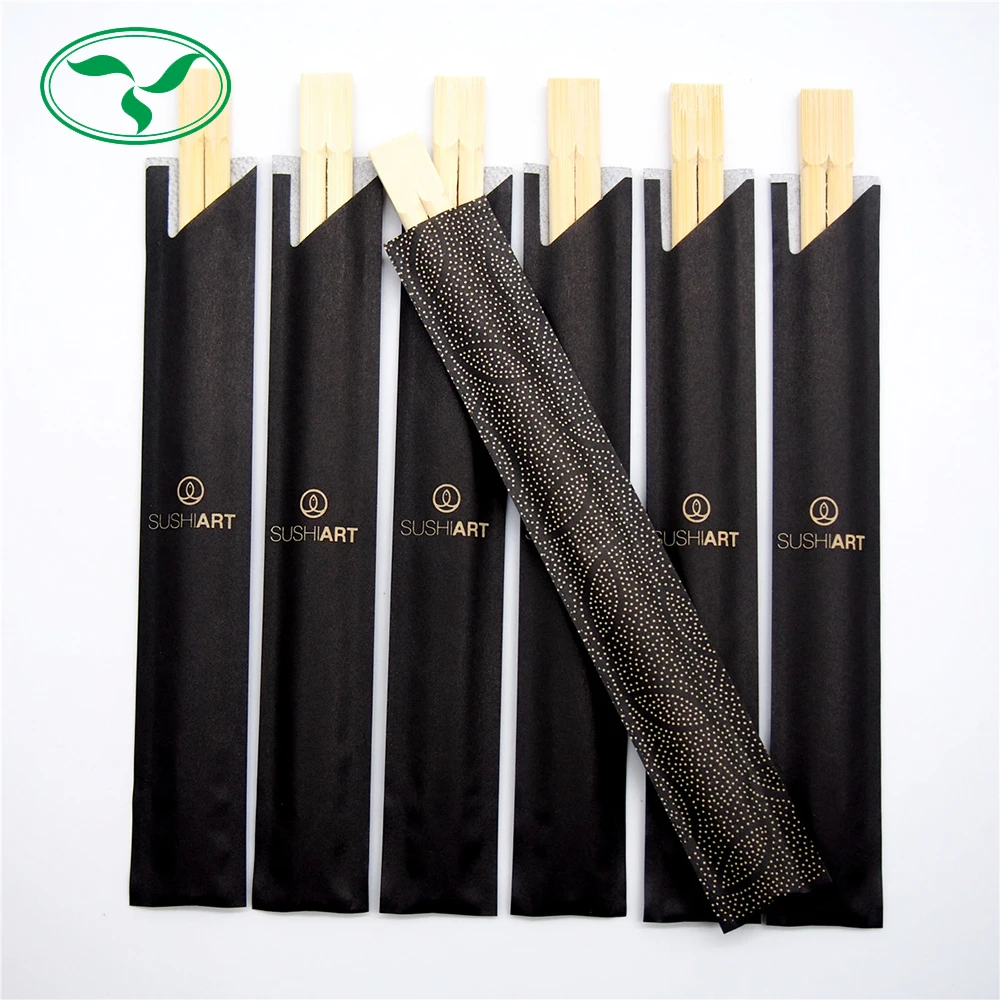 Eco-friendly Biodegradable Custom Paper Sleeve Disposable Tableware Bamboo Chopsticks