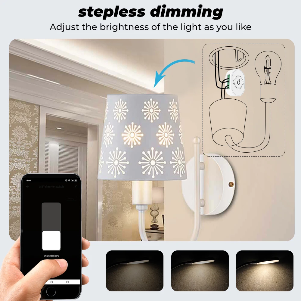 1 Gang Tuya Smart Life LED Dimmer Module Amazon Alexa Google Home Remote Control EU UK AU WiFi Light