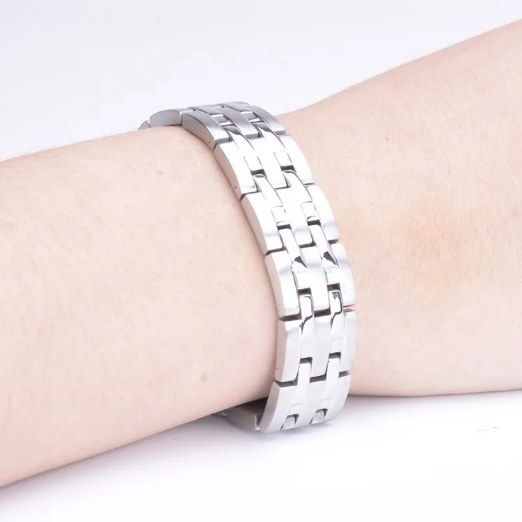 China factory wholesale gold color plated stainless steel and black ceramic 4 in 1 bio energy magnetic healthy bracelet