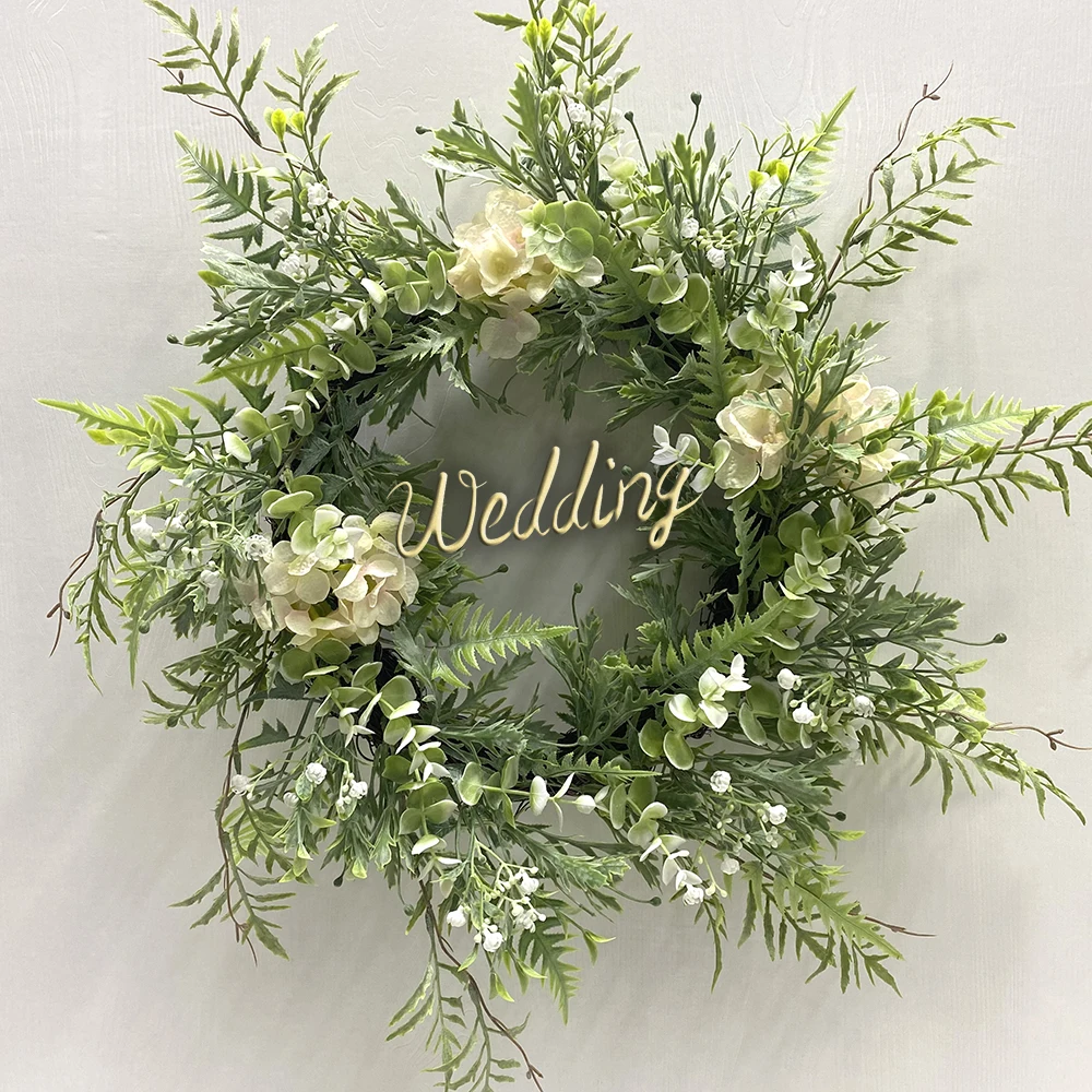 Amazon Hot Sale Hydrangea Leaves Vines Artificial Garland wreath Hanging Plants Greenery For Wedding decoration