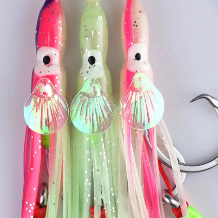Luminous Squid Fishing Hook Octopus Squid Skirts Jig Soft Fishing Lure Artificial Jigging   Assist Hooks Rig Hook