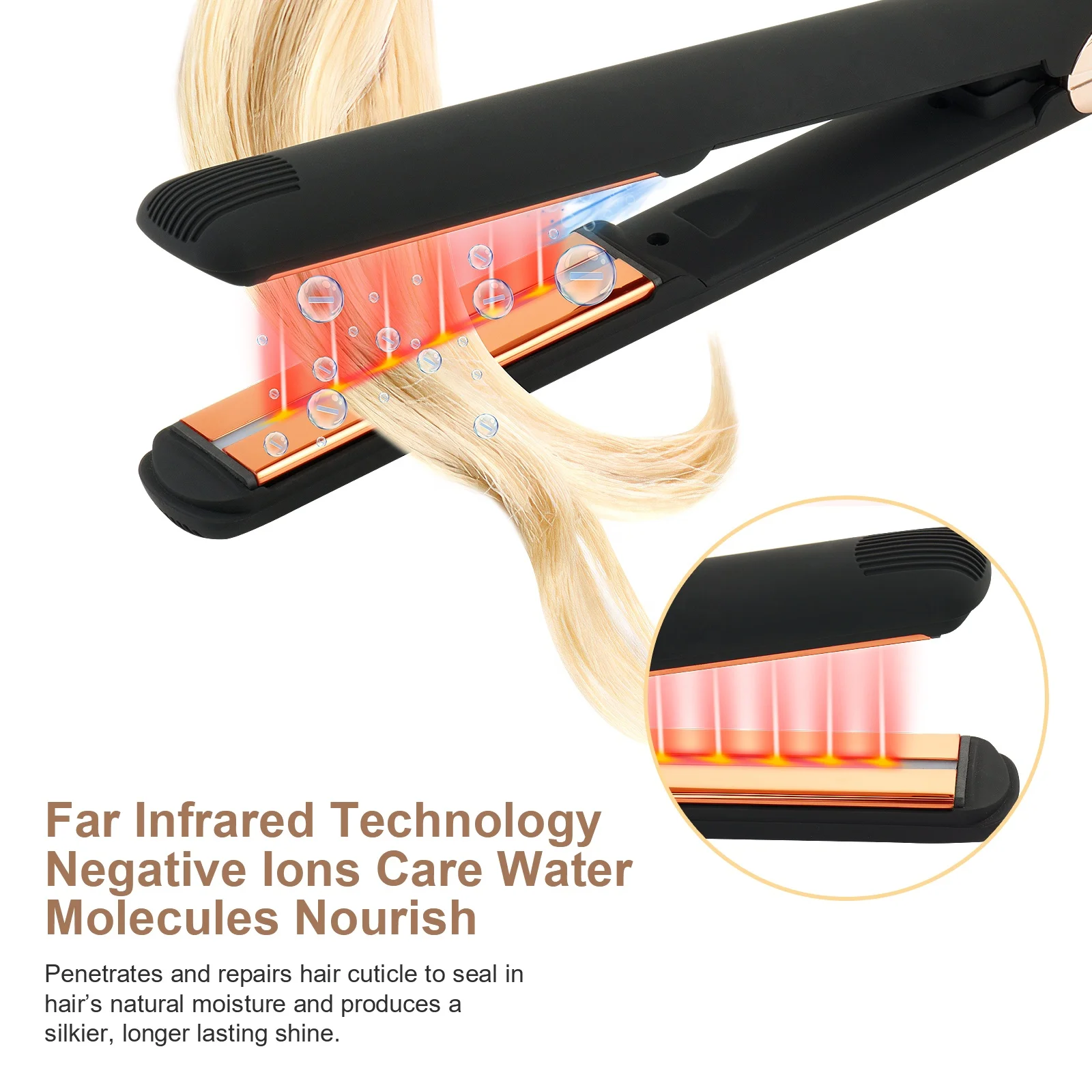 planchas de cabello titanium hair straightener 230C/ 450F far infrared Ionic flat iron