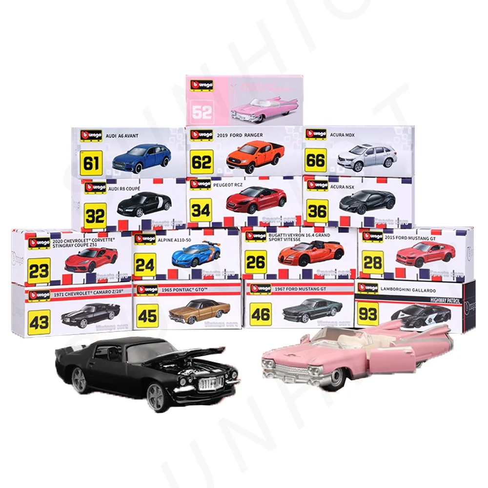 Burago Metal Famous Racing Vehicle Hobby Model Display Classic Sports Collection Gifts Toys Cars 1:64 Diecast Car for Adults