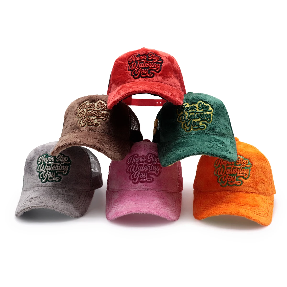 5 panel embroidery hat manufacturer logo custom fluffy fuzzy velvet trucker cap