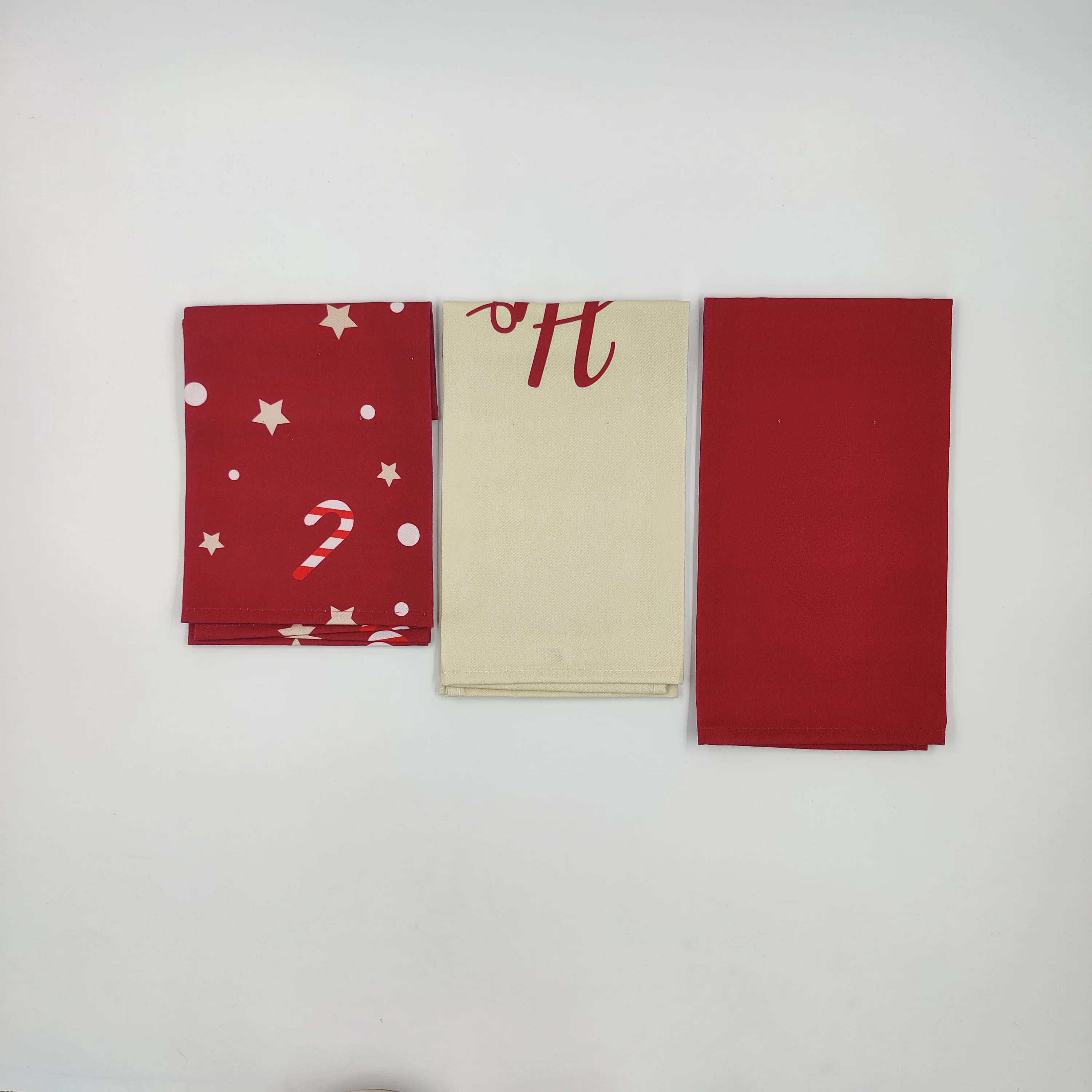 Decorative plain weave cotton kitchen towel hand drying tea towel with hanging loop