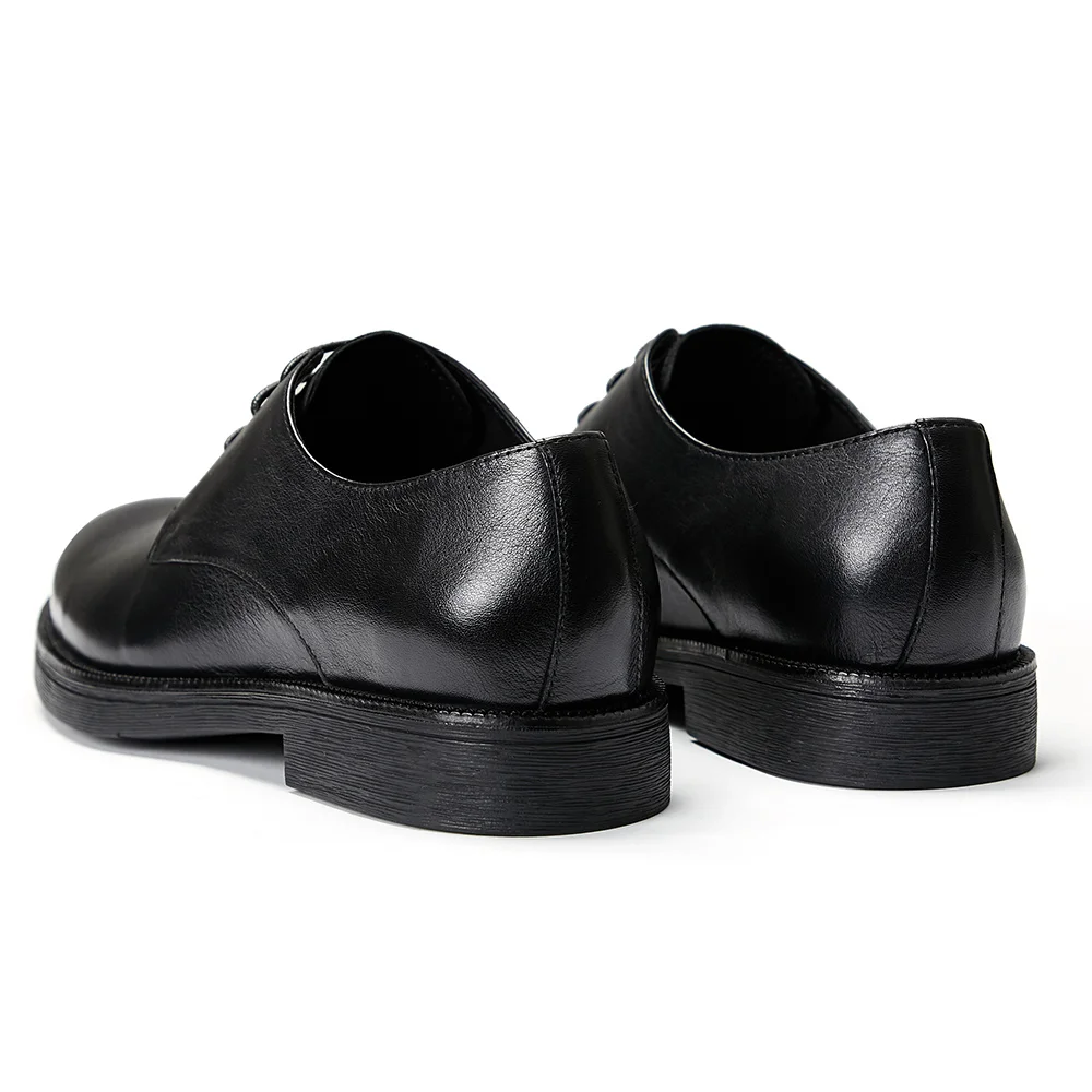 Dress Shoes Office Fashion Fine Leather Small Order Elevate Height Increasing Eyelets Black GENUINE Leather Cow Leather Lace-up