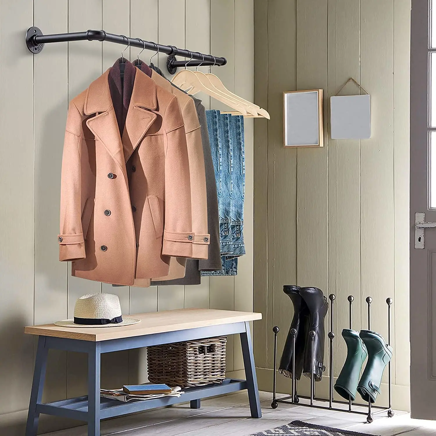 4-piece industrial tube garment hanger 38.4-inch hanger wardrobe heavy iron hanger