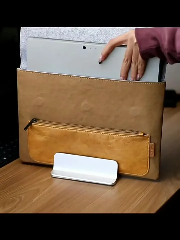 Vintage Quality Leather Laptop Sleeve Custom Washable Kraft Paper Laptop Cover Sleeve For Laptop Tablet