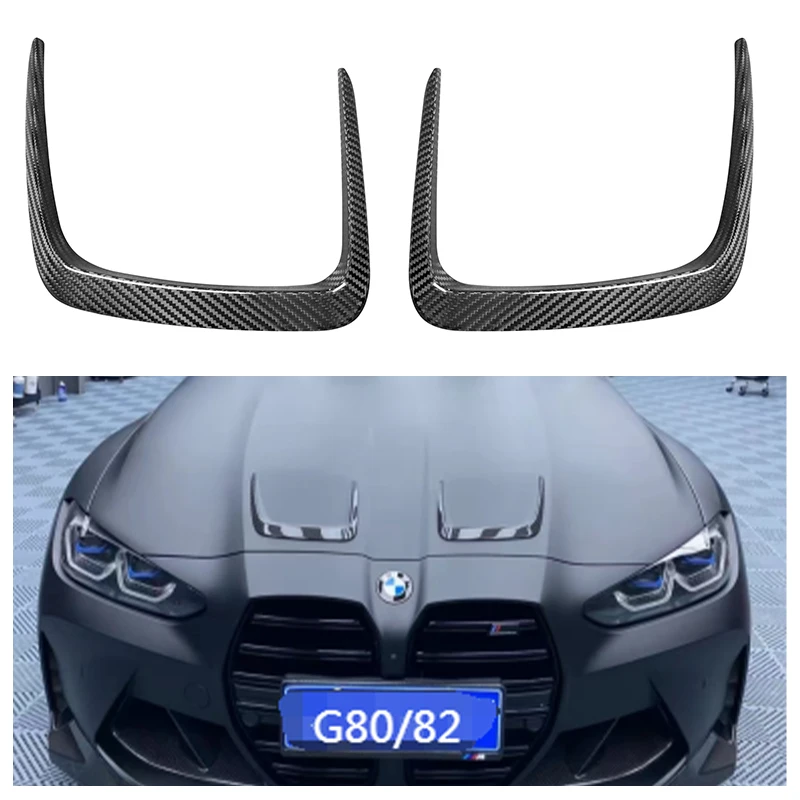 Dry Carbon Fiber Engine Hood Air Vent For BMW G80 M3 G82 G83 M4 Front Hood Splitters Trims