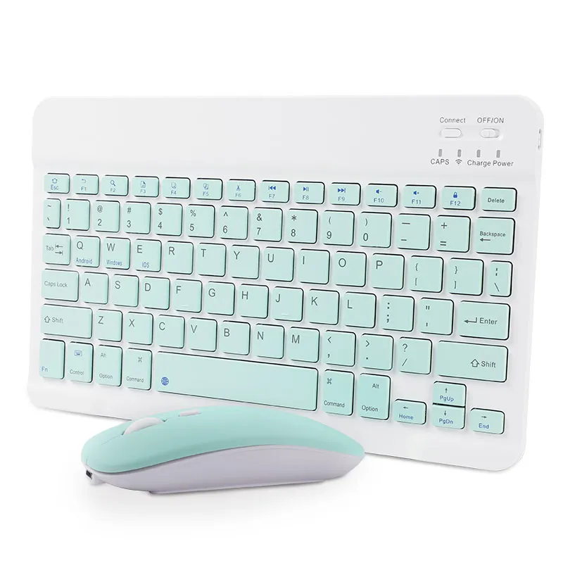 Business Style Slim Portable Wireless Mini Tablet Wireless Keyboard Mouse Combos for Mac PC iPhone iPad IOS