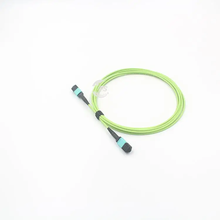 MPO Female 12 Cores OM5 Multimode IL0.7dB Lime Green Color LSZH 3.0mm Round Optical Fiber Cable