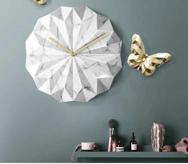 Fashion Luxury resin Clock Living Room Creative and Wall Clock Home Decoration Art Clock handmade use polished