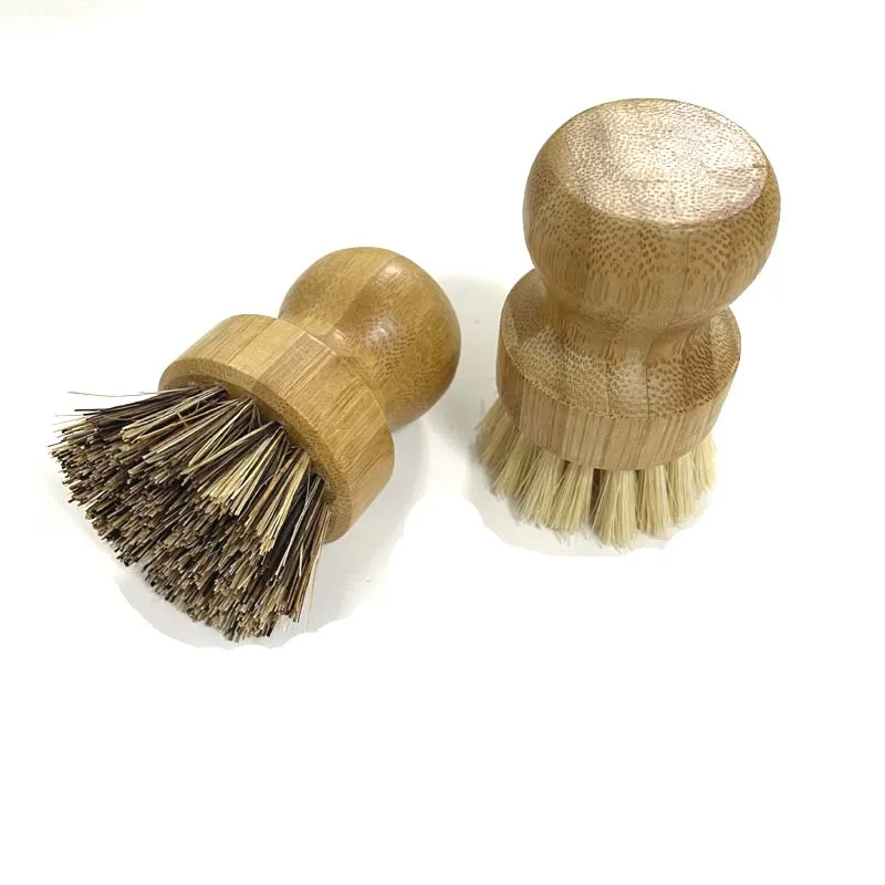 bamboo dish brush for kitchen with tampico