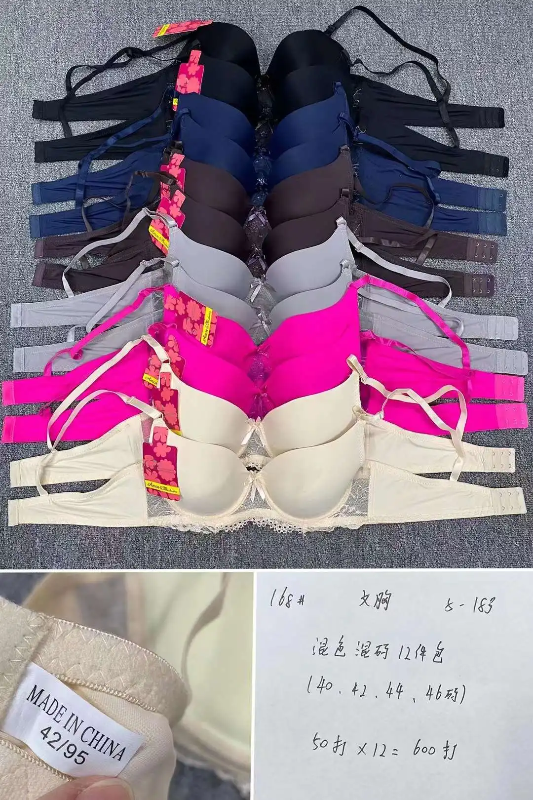 Plus size big cup lace bra women underwear stocklot 38-48D for south Africa Egypt market